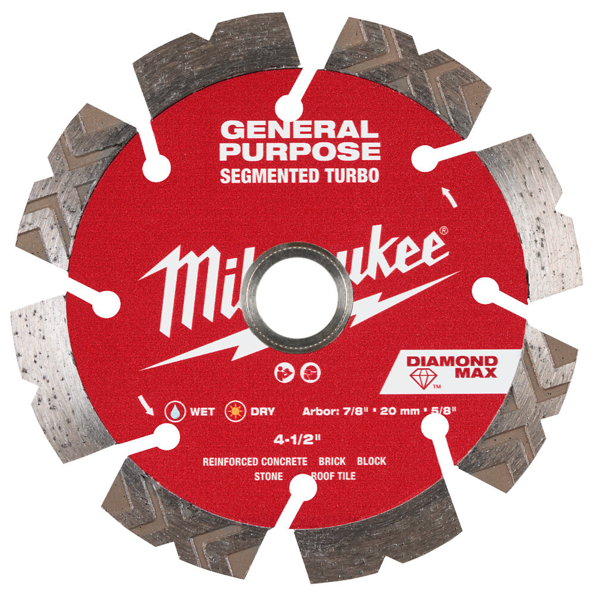 Milwaukee 4-1/2" DIAMOND MAX™ Segmented Turbo, General Purpose Diamond Blade, Model# 49-93-9004